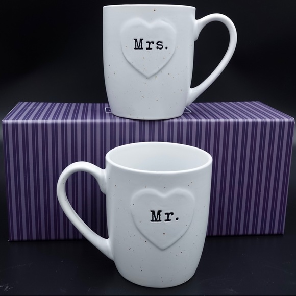 Two 18oz large Coffee Mugs , Ceramic Mug set with Mr & Mrs - Picture 4 of 9